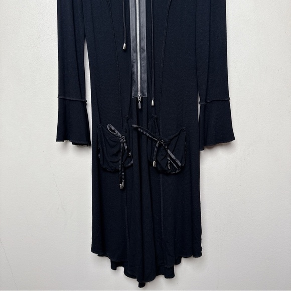 Joseph Ribkoff Womens 4 Vintage Goth Hooded Zip Pocket Long Dress Jacket - Picture 8 of 14